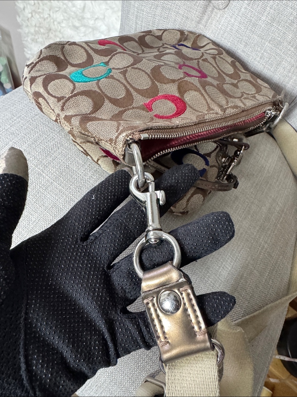 Coach Khaki Signature Crossbody with Multicolor 'C' Accents - Picture 4 of 13